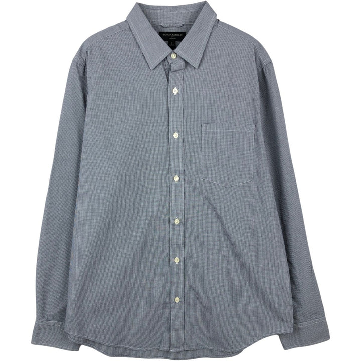 Banana Republic Long-Sleeve Cotton Check Shirt, Men's Size L (approx.) cotton blue type Vintage Second Hand