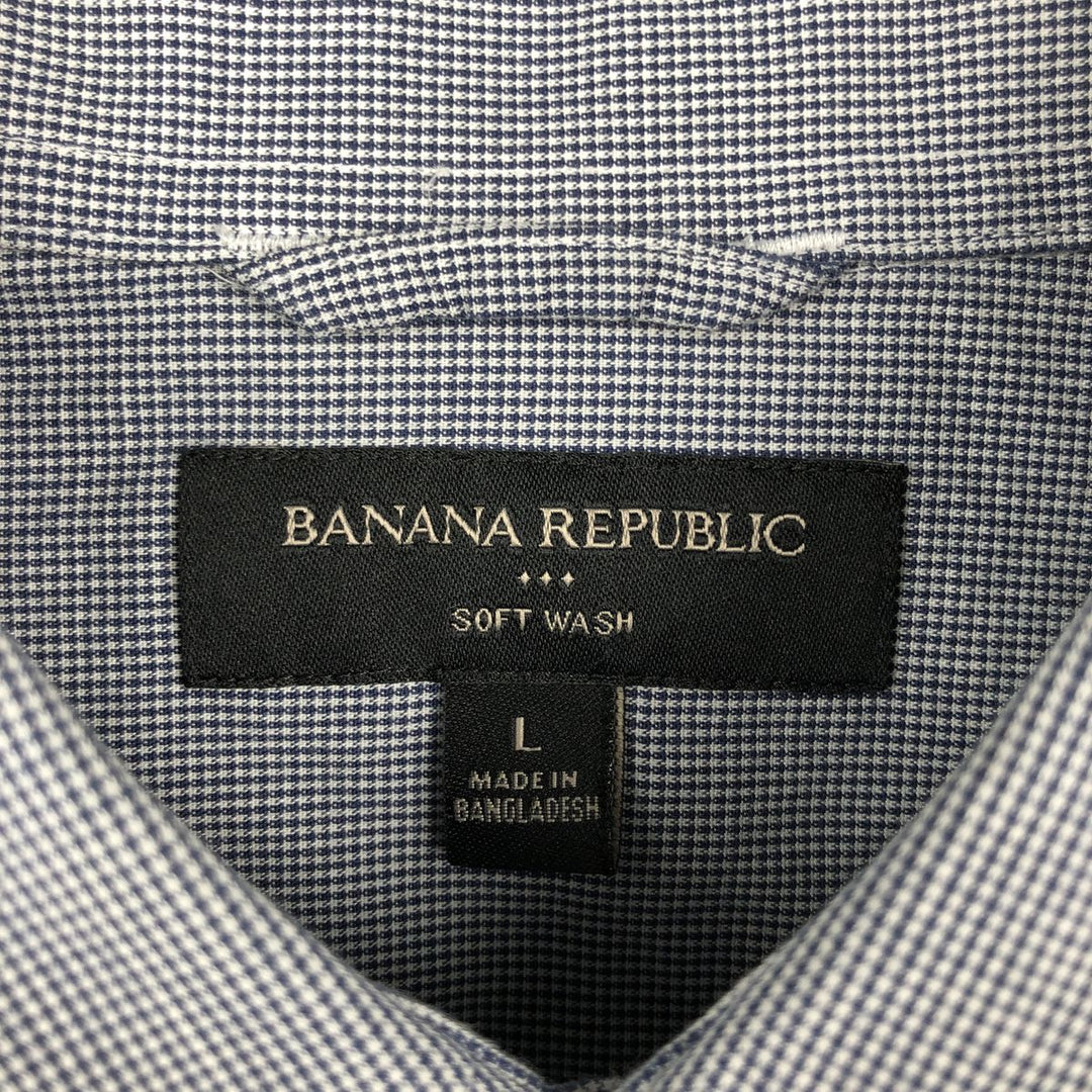 Banana Republic Long-Sleeve Cotton Check Shirt, Men's Size L (approx.) cotton blue type Vintage Second Hand