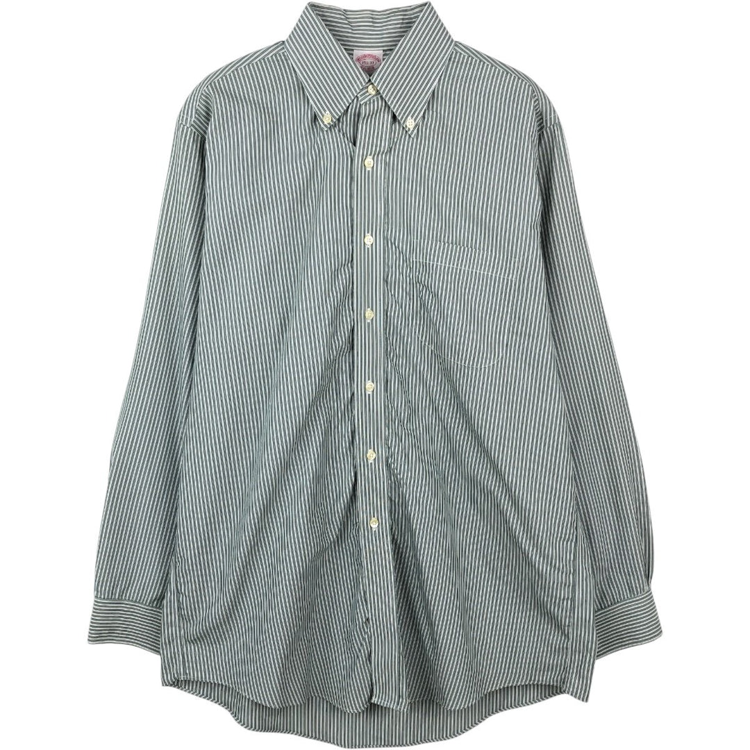 Brooks Brothers Est. 1818 Multi-Stripe Long Sleeve Button-Down Striped Shirt, Men's Size Medium cotton Green type dark green Vintage Second Hand