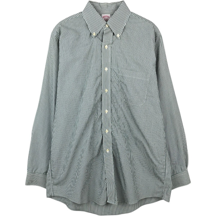 Brooks Brothers Est. 1818 Multi-Stripe Long Sleeve Button-Down Striped Shirt, Men's Size Medium cotton Green type dark green Vintage Second Hand