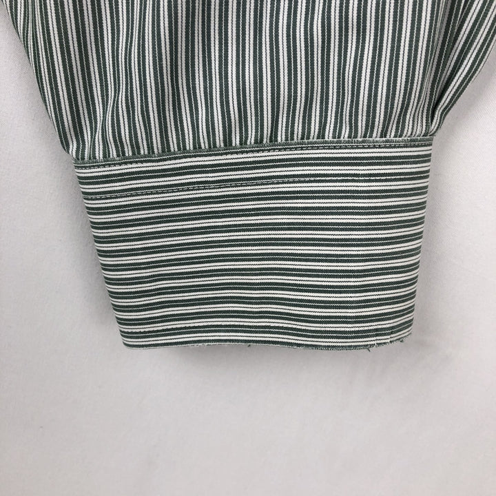 Brooks Brothers Est. 1818 Multi-Stripe Long Sleeve Button-Down Striped Shirt, Men's Size Medium cotton Green type dark green Vintage Second Hand