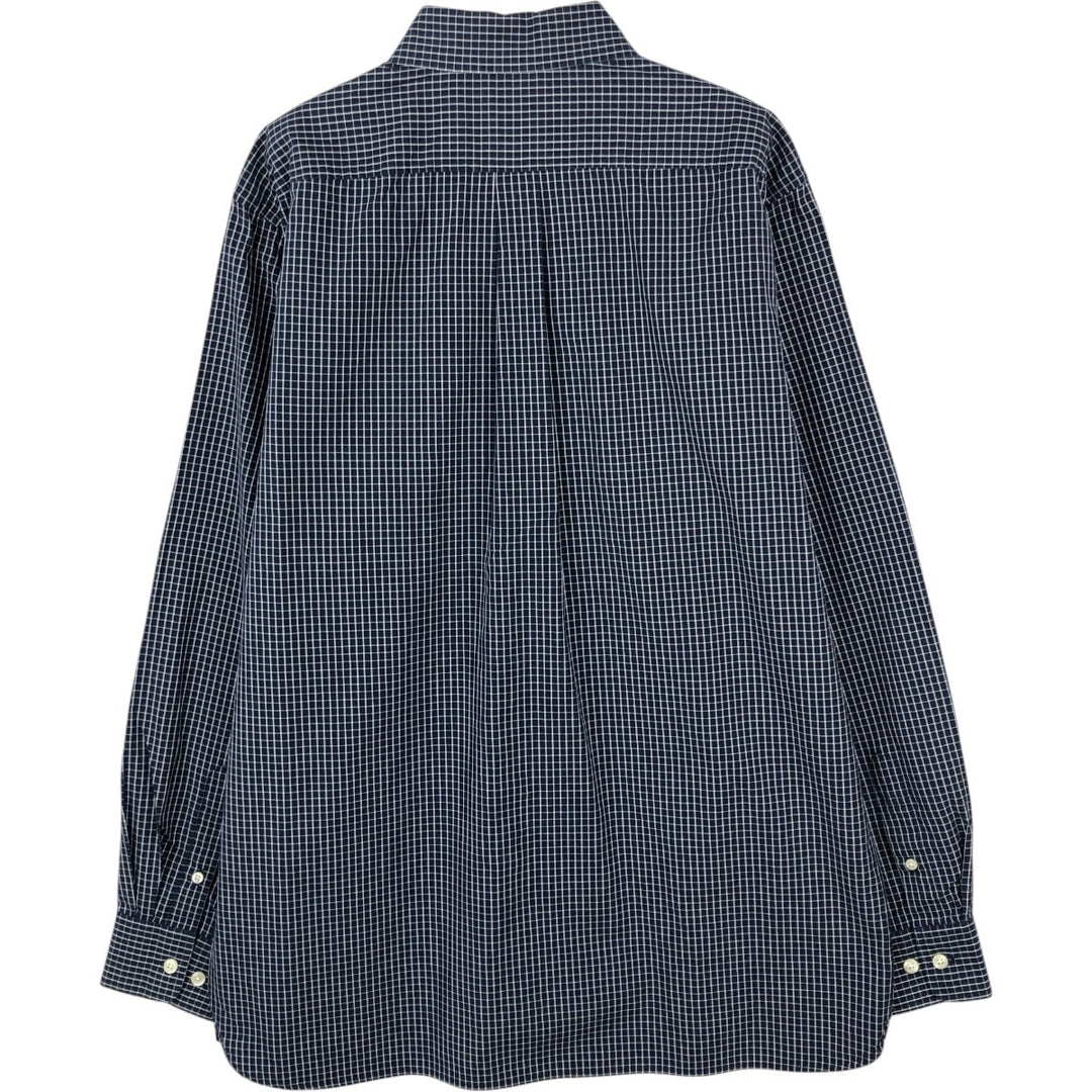GAP CLASSIC Long-Sleeve Button-Down Check Shirt, Men's Size M (approx.) cotton navy blue type Vintage Second Hand