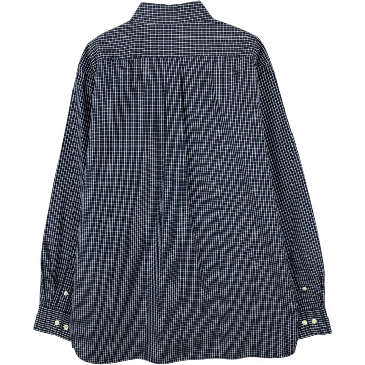 GAP CLASSIC Long-Sleeve Button-Down Check Shirt, Men's Size M (approx.) cotton navy blue type Vintage Second Hand