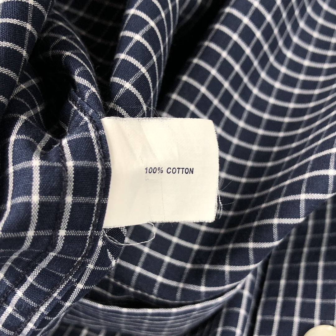 GAP CLASSIC Long-Sleeve Button-Down Check Shirt, Men's Size M (approx.) cotton navy blue type Vintage Second Hand