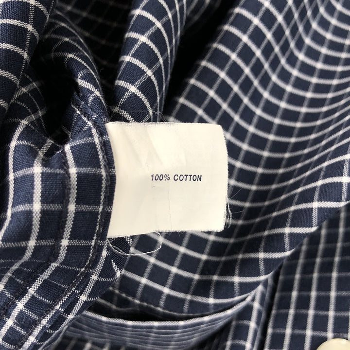 GAP CLASSIC Long-Sleeve Button-Down Check Shirt, Men's Size M (approx.) cotton navy blue type Vintage Second Hand