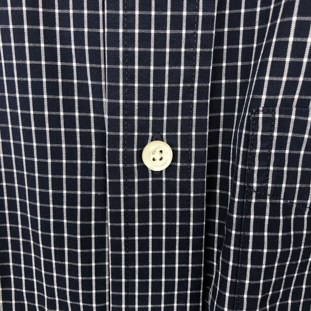 GAP CLASSIC Long-Sleeve Button-Down Check Shirt, Men's Size M (approx.) cotton navy blue type Vintage Second Hand