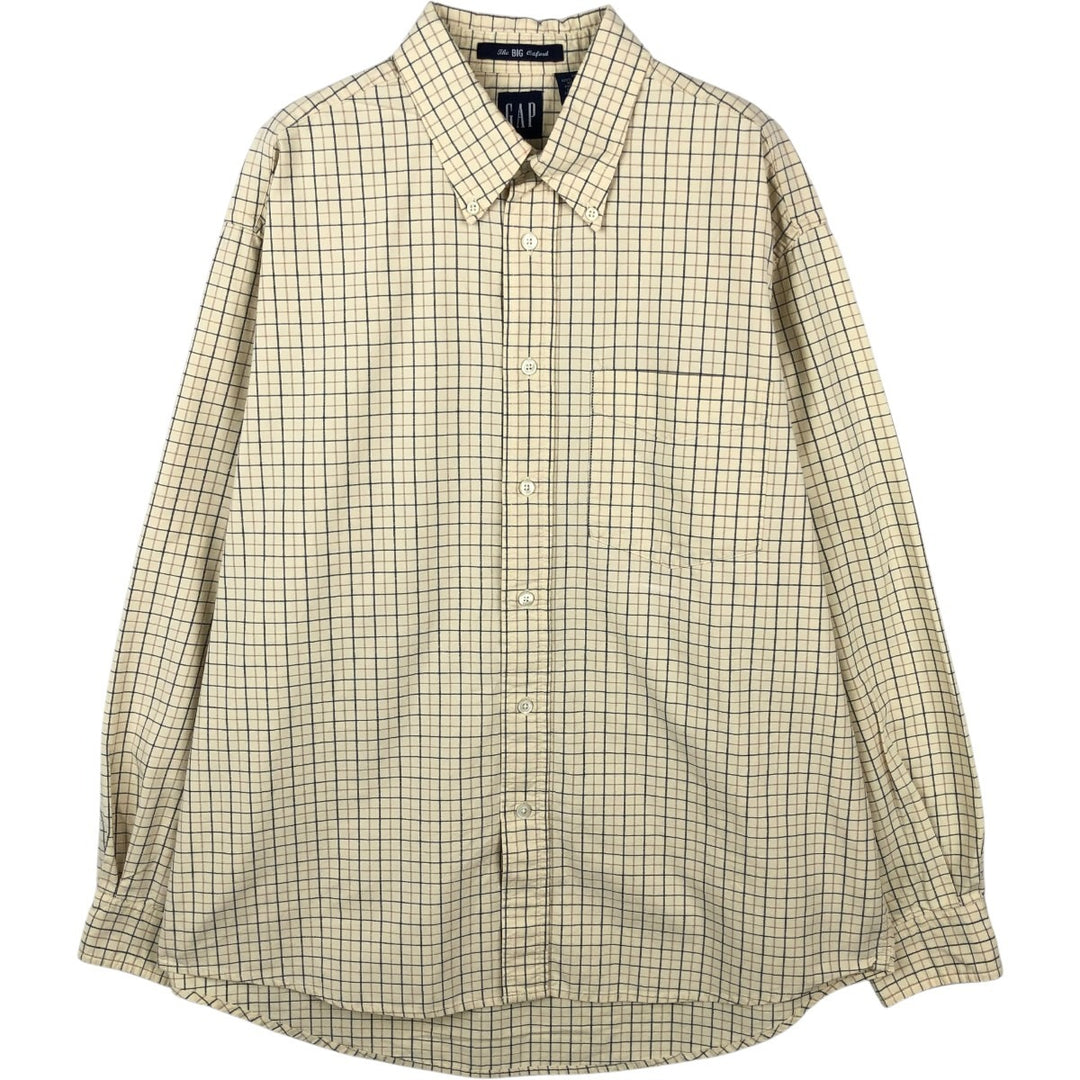 GAP Old GAP The Big Oxford Long Sleeve Button-Down Check Shirt Men's Size M (Equivalent) Vintage cotton lemon yellow Vintage Second Hand