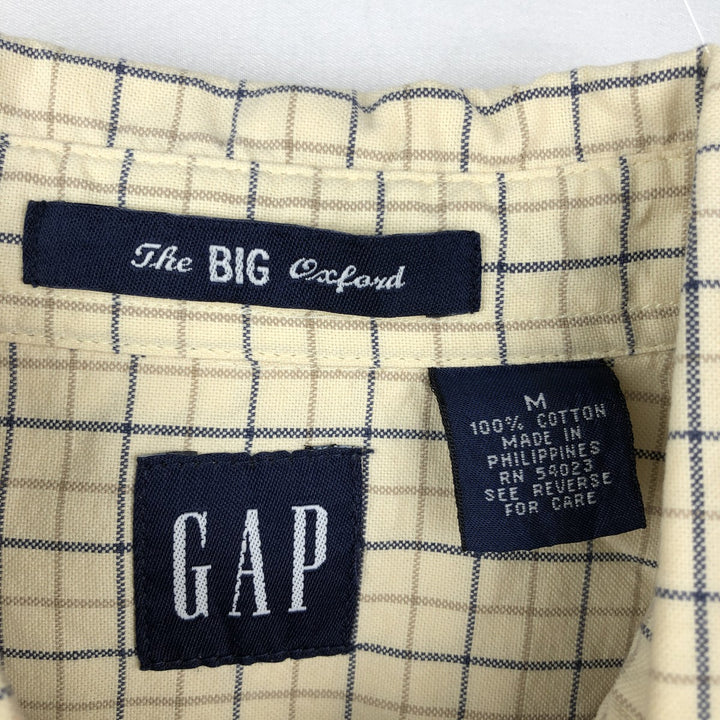 GAP Old GAP The Big Oxford Long Sleeve Button-Down Check Shirt Men's Size M (Equivalent) Vintage cotton lemon yellow Vintage Second Hand