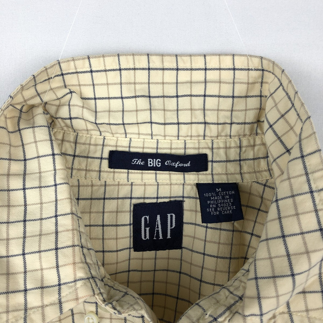 GAP Old GAP The Big Oxford Long Sleeve Button-Down Check Shirt Men's Size M (Equivalent) Vintage cotton lemon yellow Vintage Second Hand