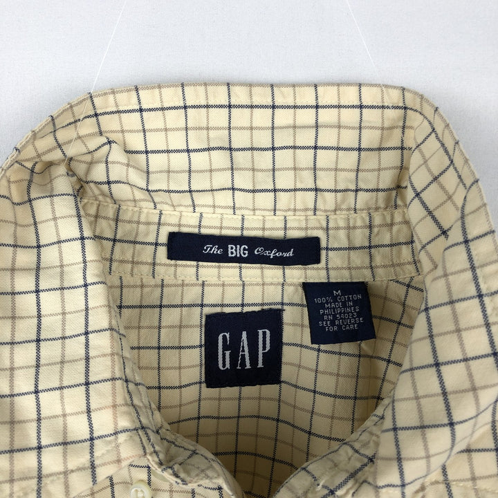 GAP Old GAP The Big Oxford Long Sleeve Button-Down Check Shirt Men's Size M (Equivalent) Vintage cotton lemon yellow Vintage Second Hand