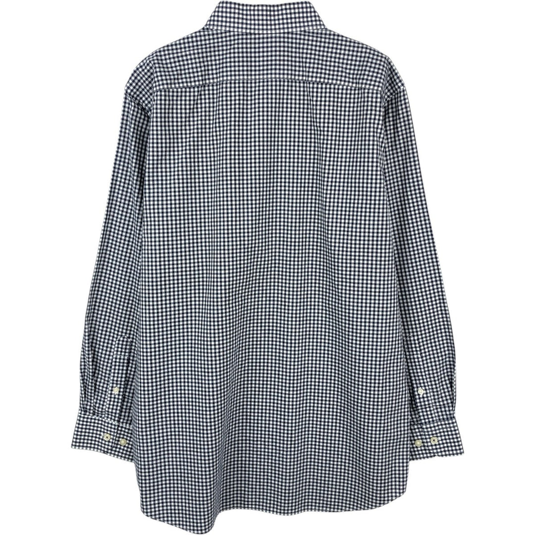 Banana Republic CAMDEN FIT Gingham Check Long-Sleeve Cotton Check Shirt (Men's Size L) cotton navy blue type Vintage Second Hand