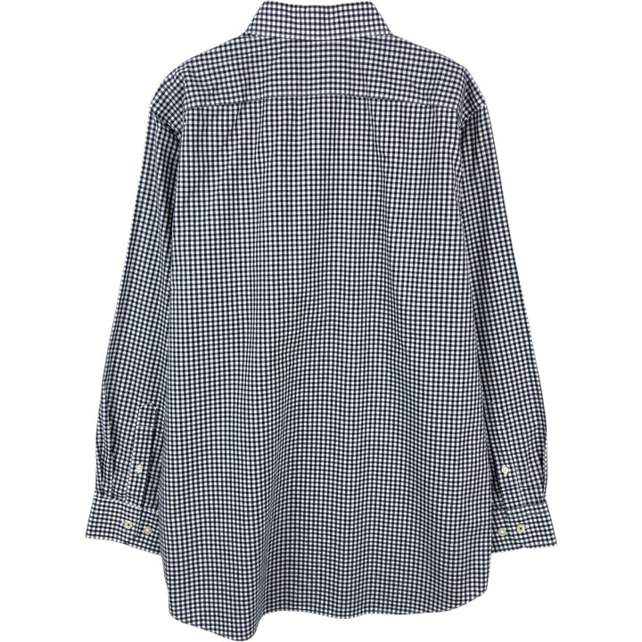 Banana Republic CAMDEN FIT Gingham Check Long-Sleeve Cotton Check Shirt (Men's Size L) cotton navy blue type Vintage Second Hand