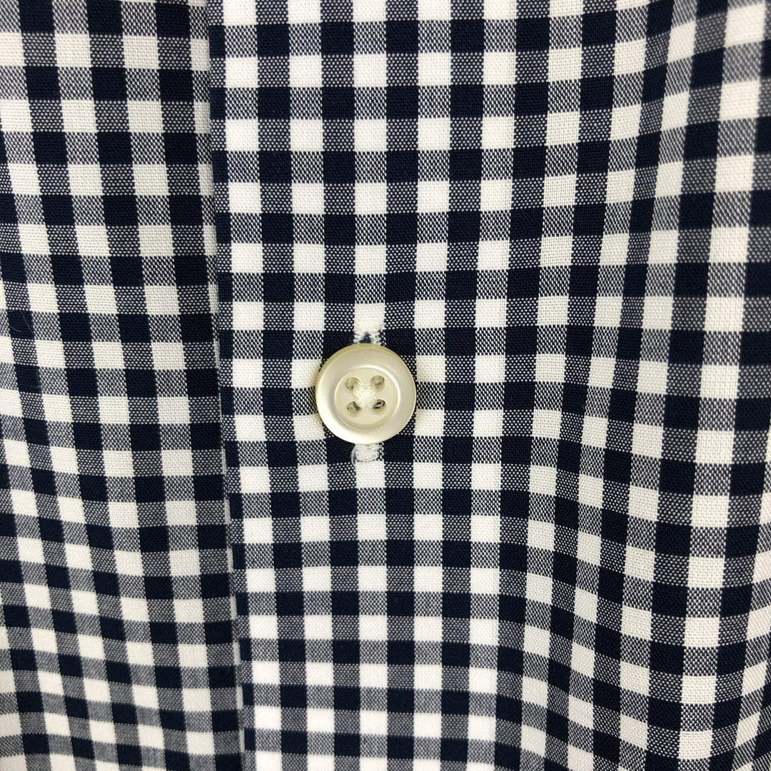 Banana Republic CAMDEN FIT Gingham Check Long-Sleeve Cotton Check Shirt (Men's Size L) cotton navy blue type Vintage Second Hand