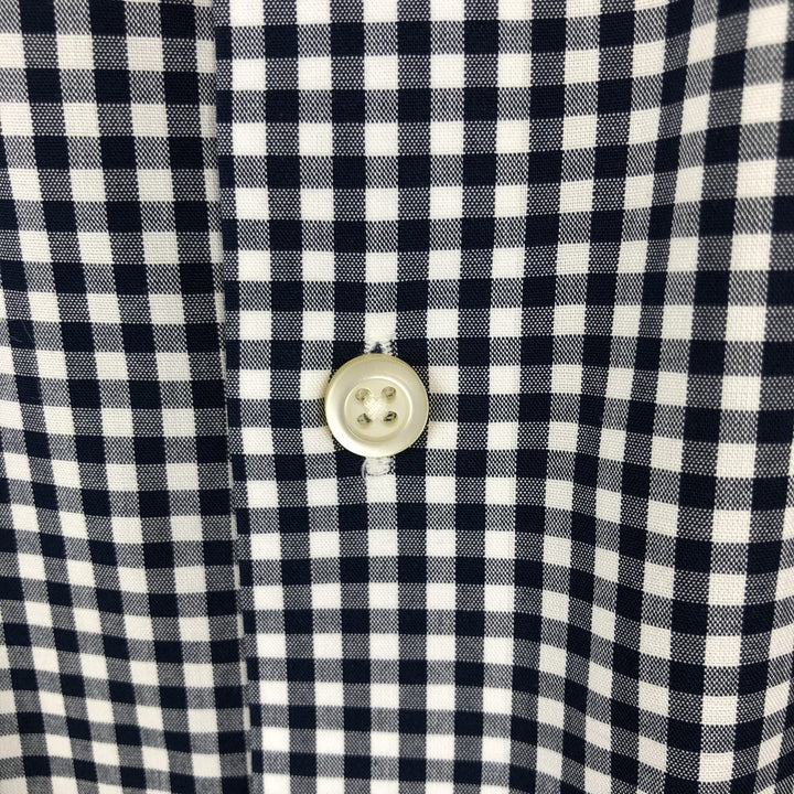 Banana Republic CAMDEN FIT Gingham Check Long-Sleeve Cotton Check Shirt (Men's Size L) cotton navy blue type Vintage Second Hand
