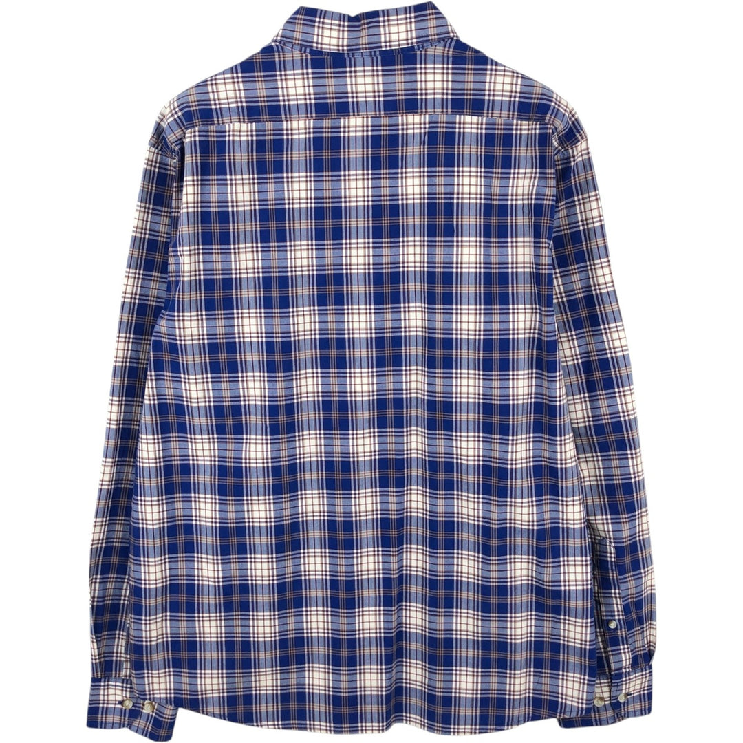 2000'S Banana Republic Untucked Fit Long-Sleeve Button-Down Check Shirt, Men's Size L (approx.) cotton blue type Vintage Second Hand