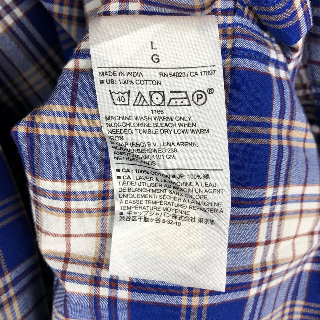 2000'S Banana Republic Untucked Fit Long-Sleeve Button-Down Check Shirt, Men's Size L (approx.) cotton blue type Vintage Second Hand