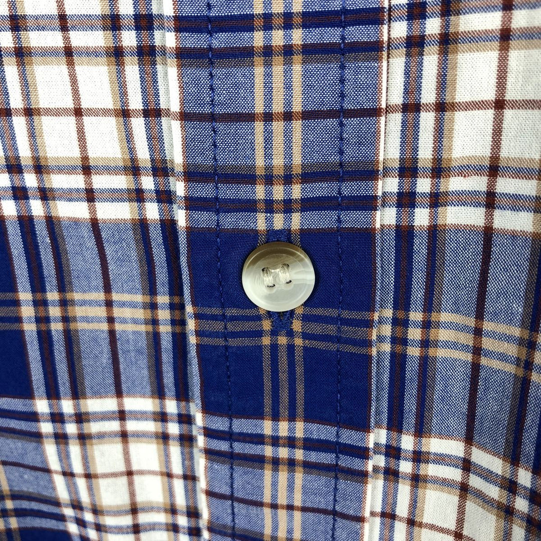 2000'S Banana Republic Untucked Fit Long-Sleeve Button-Down Check Shirt, Men's Size L (approx.) cotton blue type Vintage Second Hand