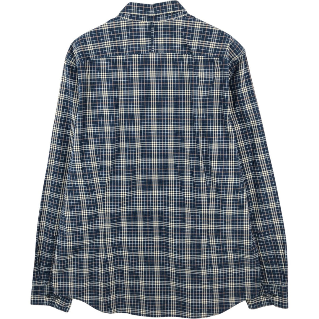 2000'S Banana Republic Tailored Slim Fit Long-Sleeve Check Shirt (Men's Size XL) unclear navy blue type Vintage Second Hand