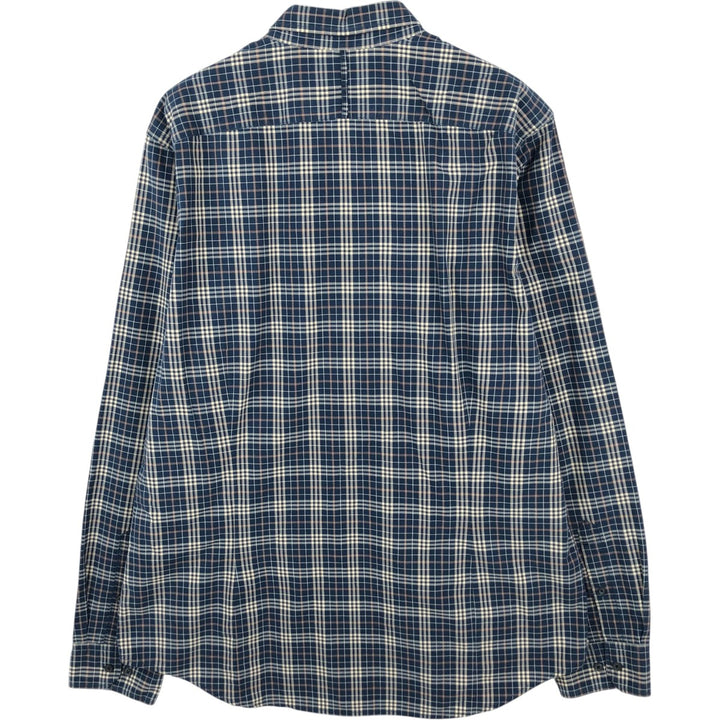 2000'S Banana Republic Tailored Slim Fit Long-Sleeve Check Shirt (Men's Size XL) unclear navy blue type Vintage Second Hand