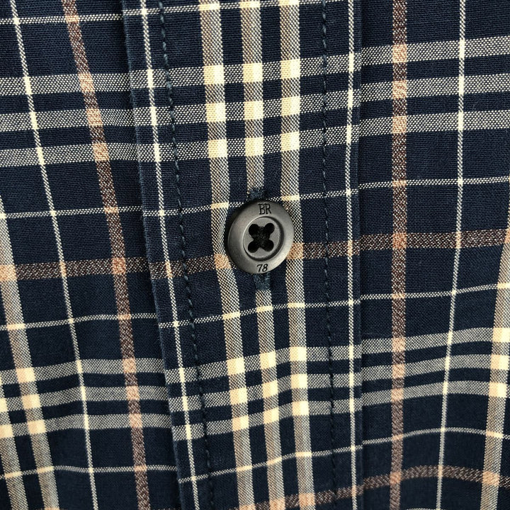 2000'S Banana Republic Tailored Slim Fit Long-Sleeve Check Shirt (Men's Size XL) unclear navy blue type Vintage Second Hand