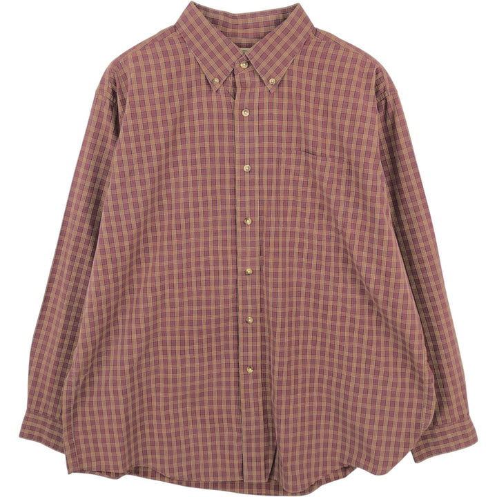 90s-00'S LLBean Long-Sleeve Button-Down Check Shirt, Men's Size XL (approx.) cotton red type reddish brown Vintage Second Hand