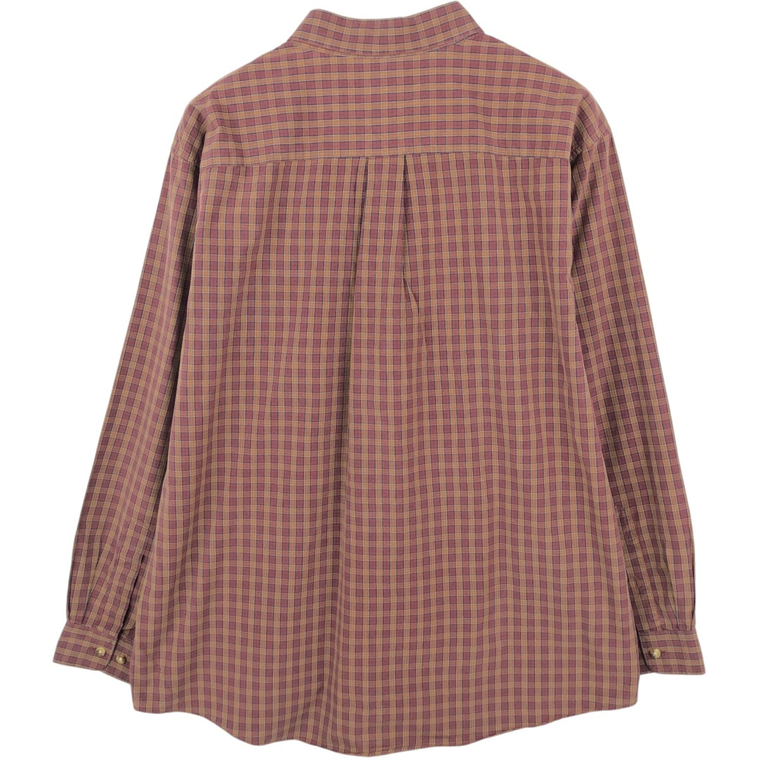90s-00'S LLBean Long-Sleeve Button-Down Check Shirt, Men's Size XL (approx.) cotton red type reddish brown Vintage Second Hand