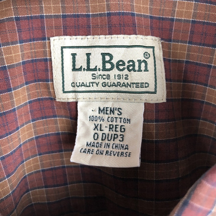 90s-00'S LLBean Long-Sleeve Button-Down Check Shirt, Men's Size XL (approx.) cotton red type reddish brown Vintage Second Hand