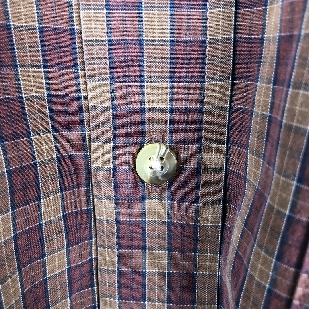 90s-00'S LLBean Long-Sleeve Button-Down Check Shirt, Men's Size XL (approx.) cotton red type reddish brown Vintage Second Hand