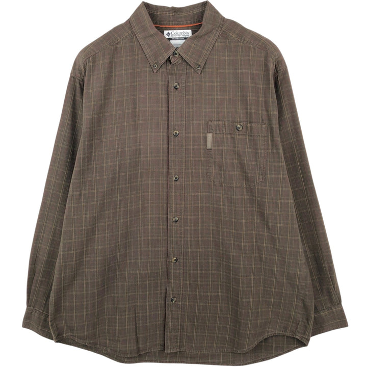 2000'S Columbia Long-Sleeve Button-Down Check Shirt, Men's Size XL (approx.) cotton brown type Vintage Second Hand