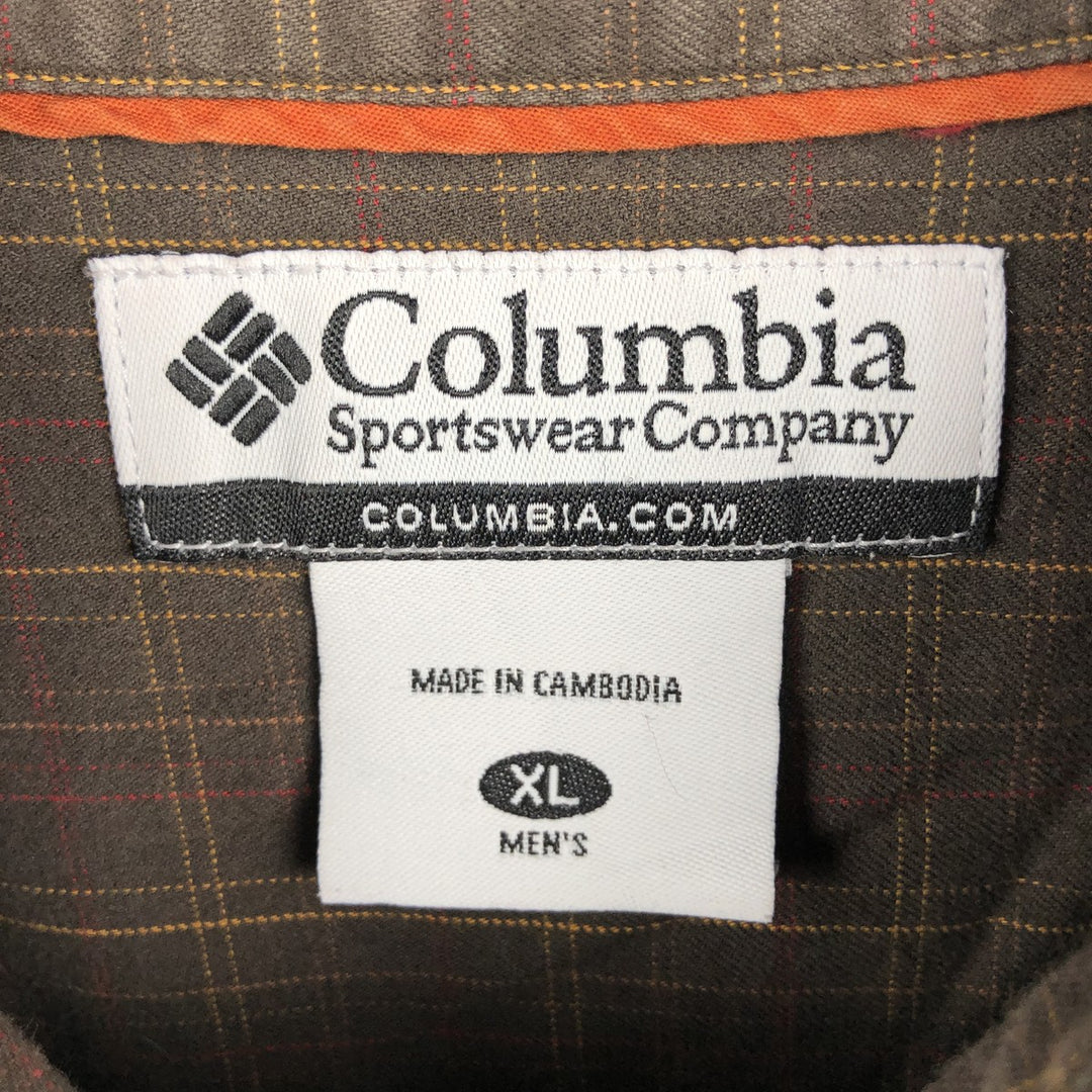 2000'S Columbia Long-Sleeve Button-Down Check Shirt, Men's Size XL (approx.) cotton brown type Vintage Second Hand