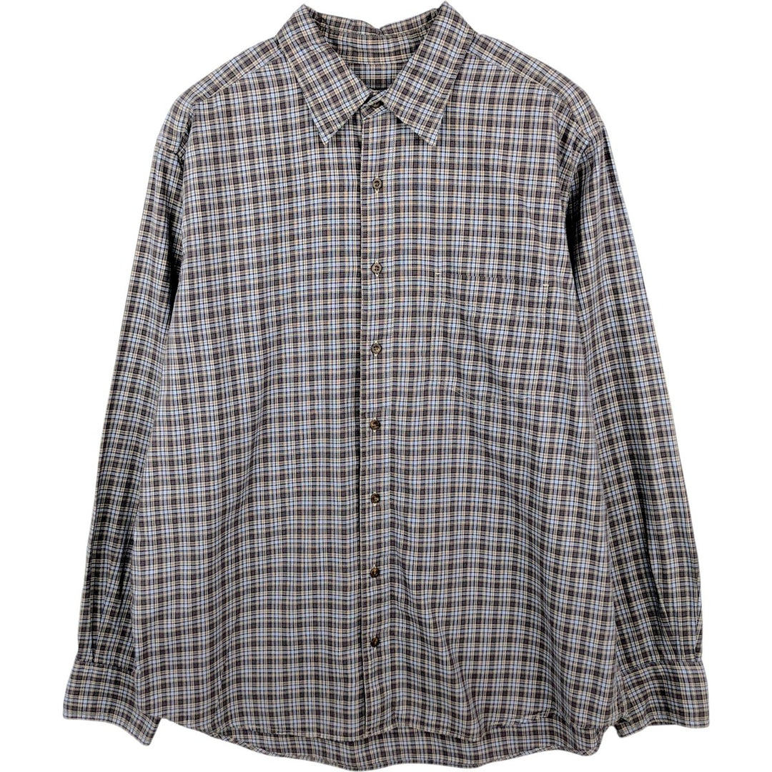 Eddie Bauer Long Sleeve Cotton Check Shirt, Men's XL cotton Beige type Vintage Second Hand