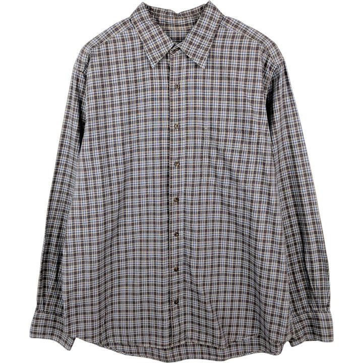 Eddie Bauer Long Sleeve Cotton Check Shirt, Men's XL cotton Beige type Vintage Second Hand