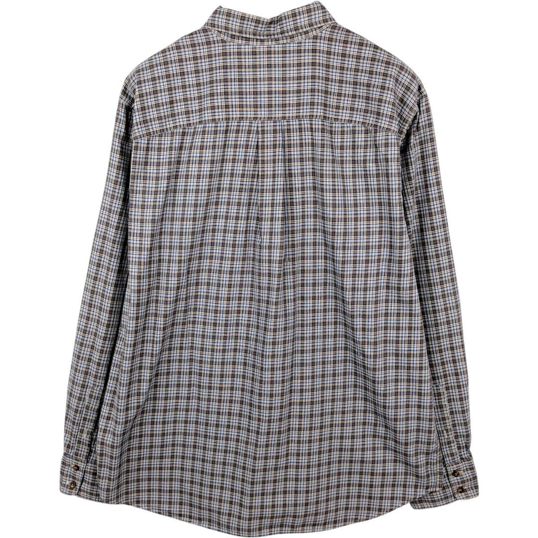 Eddie Bauer Long Sleeve Cotton Check Shirt, Men's XL cotton Beige type Vintage Second Hand