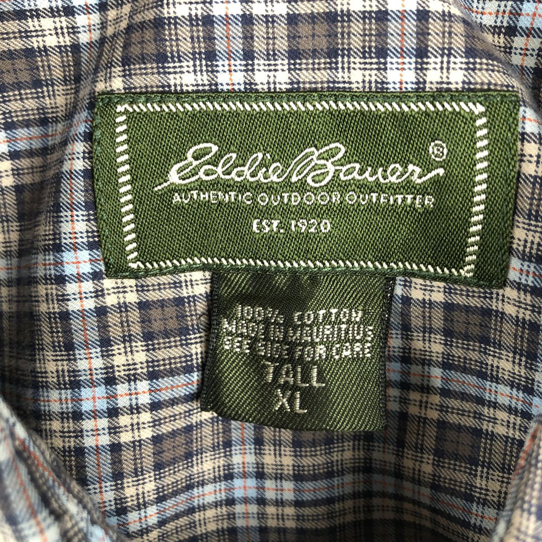 Eddie Bauer Long Sleeve Cotton Check Shirt, Men's XL cotton Beige type Vintage Second Hand