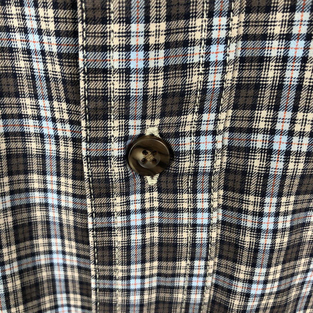 Eddie Bauer Long Sleeve Cotton Check Shirt, Men's XL cotton Beige type Vintage Second Hand