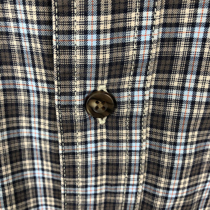 Eddie Bauer Long Sleeve Cotton Check Shirt, Men's XL cotton Beige type Vintage Second Hand