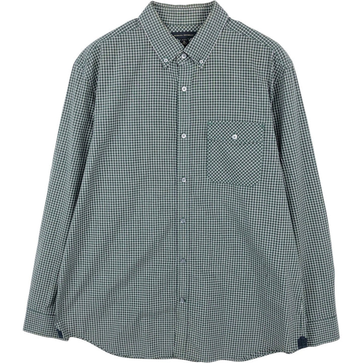 2000'S Banana Republic Long-Sleeve Button-Down Check Shirt, Men's Size XL (approx.) cotton Green type dark green Vintage Second Hand