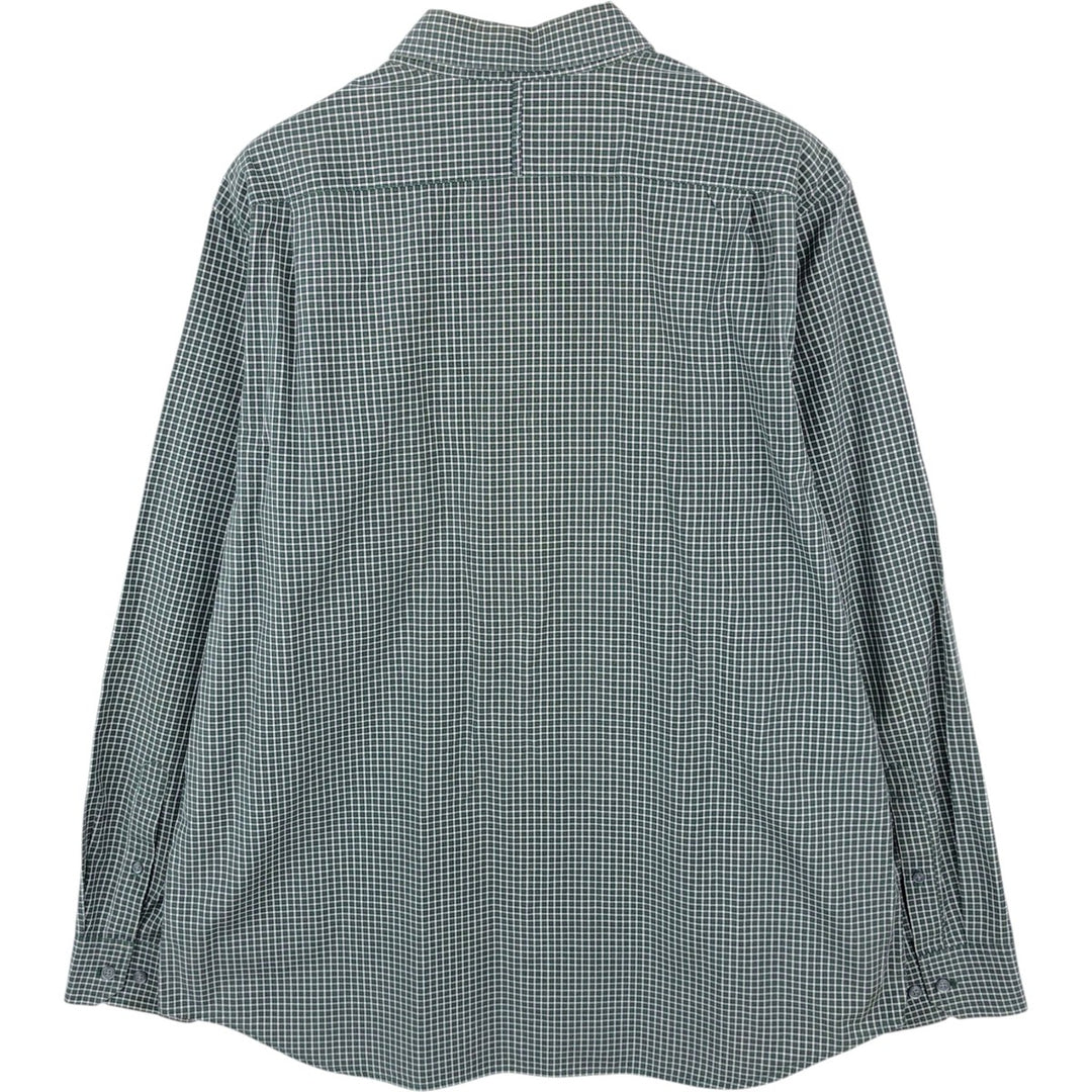 2000'S Banana Republic Long-Sleeve Button-Down Check Shirt, Men's Size XL (approx.) cotton Green type dark green Vintage Second Hand