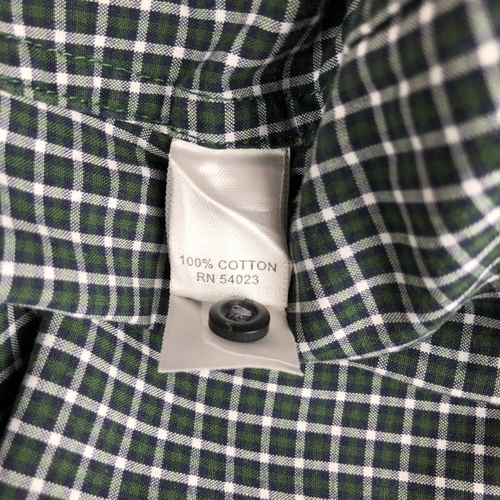2000'S Banana Republic Long-Sleeve Button-Down Check Shirt, Men's Size XL (approx.) cotton Green type dark green Vintage Second Hand