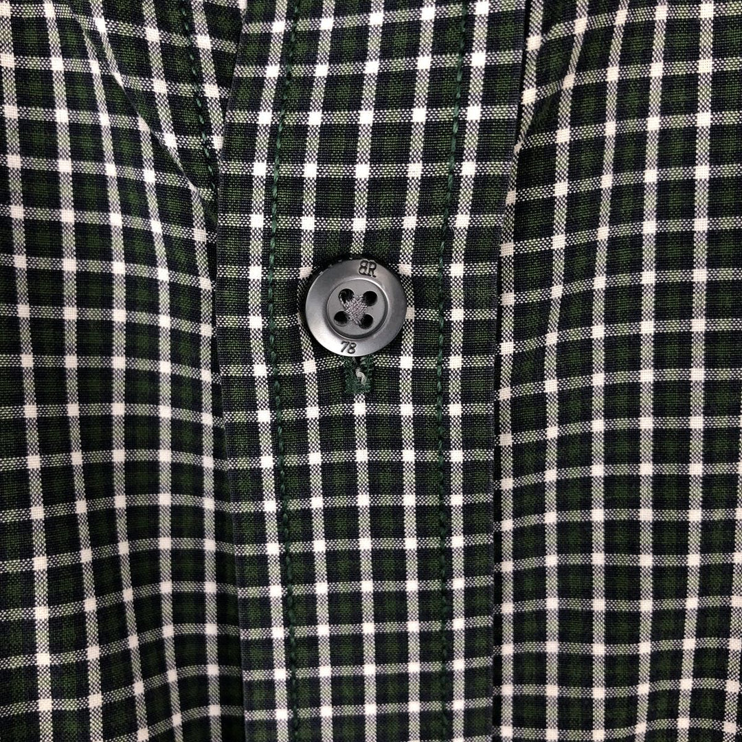 2000'S Banana Republic Long-Sleeve Button-Down Check Shirt, Men's Size XL (approx.) cotton Green type dark green Vintage Second Hand