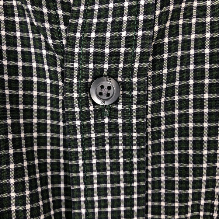 2000'S Banana Republic Long-Sleeve Button-Down Check Shirt, Men's Size XL (approx.) cotton Green type dark green Vintage Second Hand