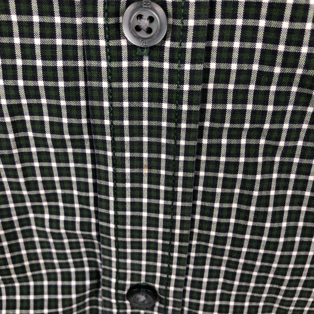 2000'S Banana Republic Long-Sleeve Button-Down Check Shirt, Men's Size XL (approx.) cotton Green type dark green Vintage Second Hand