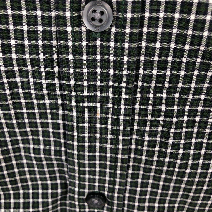 2000'S Banana Republic Long-Sleeve Button-Down Check Shirt, Men's Size XL (approx.) cotton Green type dark green Vintage Second Hand
