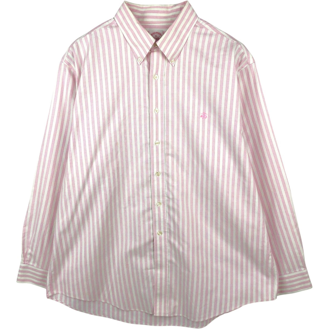 Brooks Brothers Est.1818 Long Sleeve Button-Down Striped Shirt, Men's XL Supima Cotton pink type Vintage Second Hand