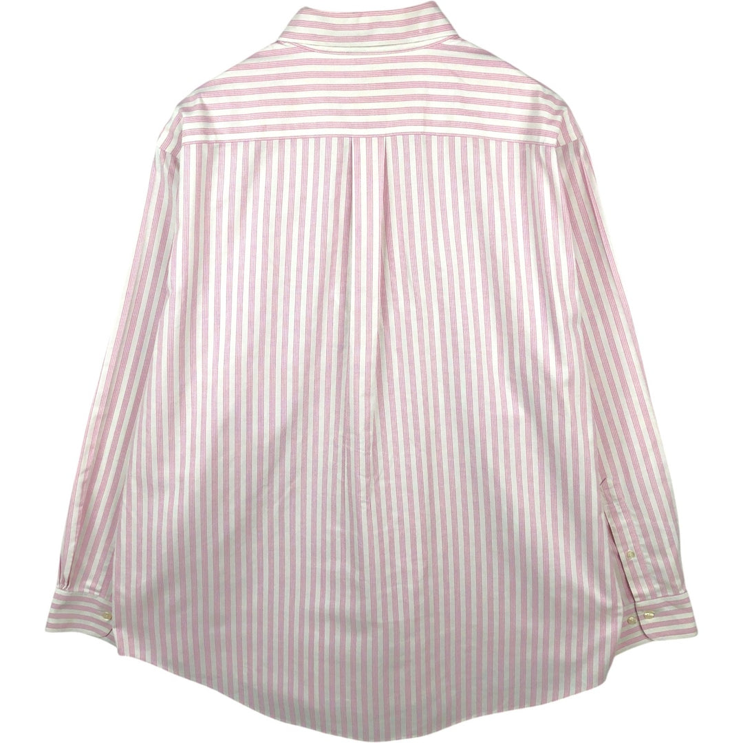Brooks Brothers Est.1818 Long Sleeve Button-Down Striped Shirt, Men's XL Supima Cotton pink type Vintage Second Hand