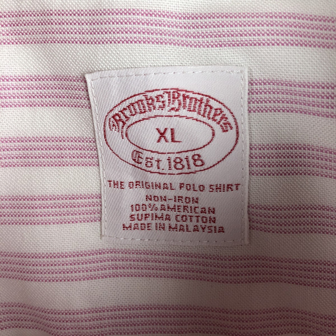 Brooks Brothers Est.1818 Long Sleeve Button-Down Striped Shirt, Men's XL Supima Cotton pink type Vintage Second Hand