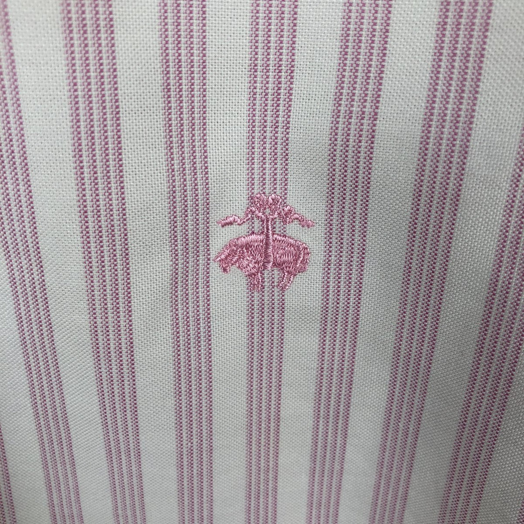 Brooks Brothers Est.1818 Long Sleeve Button-Down Striped Shirt, Men's XL Supima Cotton pink type Vintage Second Hand