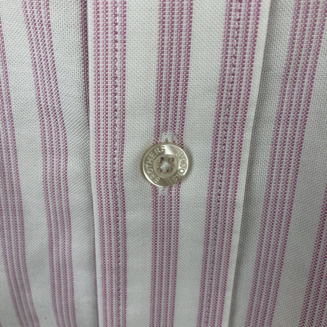 Brooks Brothers Est.1818 Long Sleeve Button-Down Striped Shirt, Men's XL Supima Cotton pink type Vintage Second Hand