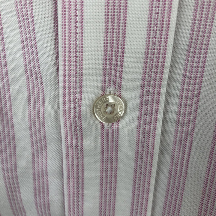 Brooks Brothers Est.1818 Long Sleeve Button-Down Striped Shirt, Men's XL Supima Cotton pink type Vintage Second Hand