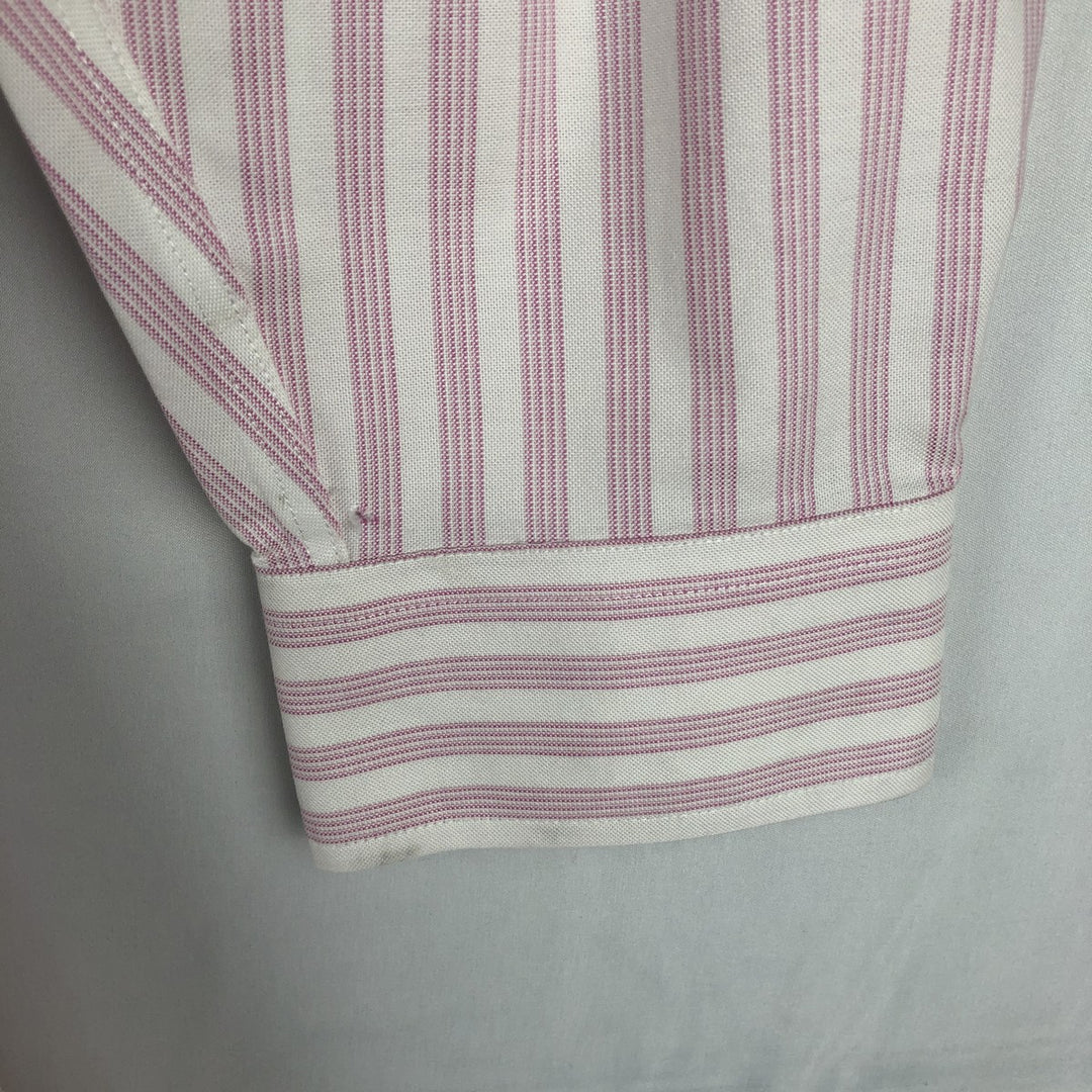 Brooks Brothers Est.1818 Long Sleeve Button-Down Striped Shirt, Men's XL Supima Cotton pink type Vintage Second Hand